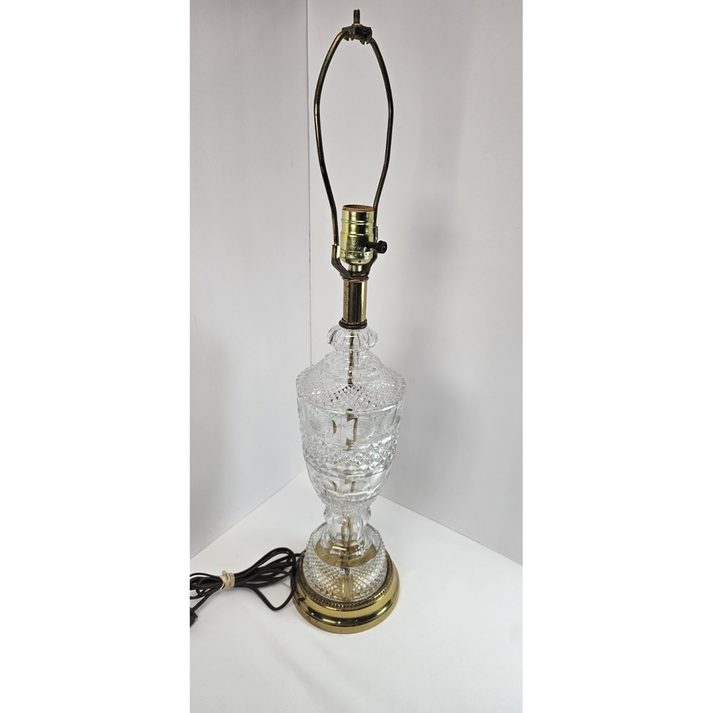 Vintage Nathan Lagin Hand Blown Glass Brass Table Lamp 20" Hollywood Regency